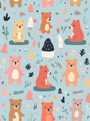cute bear wallpaper pattern background