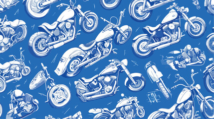Monochrome seamless pattern with motorcycles of var