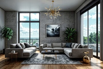 modern living room interior design with sofa and window