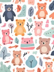 cute chubby bear wallpaper pattern background