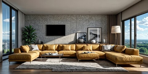 minimal modern living room interior design with sofa