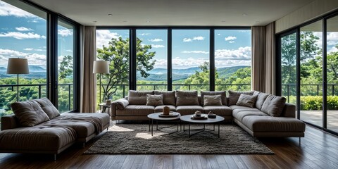 Obraz premium modern living room interior design with sofa and window