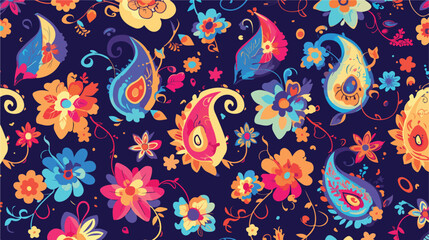 Motley oriental paisley seamless pattern with color