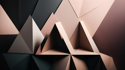 Craft a minimalist backdrop using three large, overlapping triangles in contrasting shades, conveying simplicity and sophistication