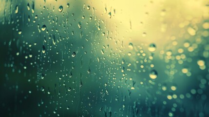 Raindrops on window glass close-up