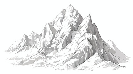 Mountain ridge or natural landmark hand drawn in vi