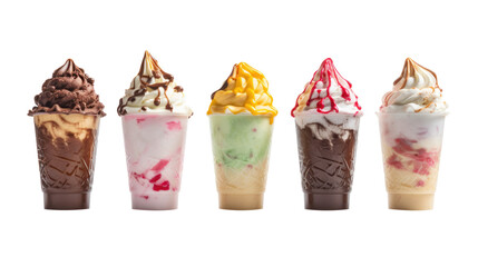 icecream milkshake on white isolated on clear png background and transparent background. food drink and dessert concept for cafe and restaurent, AI generative.	
