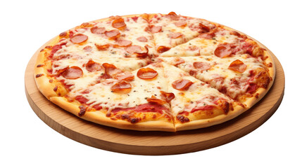 pizza on white isolated on clear png background and transparent background. food drink and dessert concept for cafe and restaurent, AI generative.	

