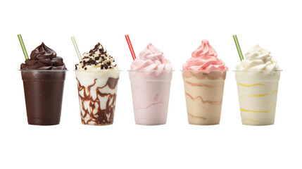 icecream milkshake on white isolated on clear png background and transparent background. food drink and dessert concept for cafe and restaurent, AI generative.	
