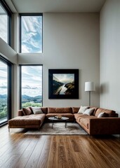 Obraz premium modern living room interior design with sofa and window