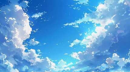 epic clear blue sky in cartoon style