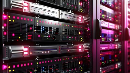 Designing a Comprehensive Data Center with Server Racks, Networking Equipment, Power Systems, and Security Features. Concept Data Center Infrastructure, Server Rack Configuration, Networking Setup