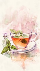 Artistic tea composition with herbs, a fusion of flavor and art. Ideal for wellness and relaxation themes.