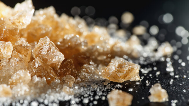 Yellow crystals of MDMA on black surface