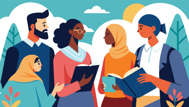 The atmosphere is filled with raw emotion as poets share their personal reflections on the journey towards equality and empowerment.. Vector illustration