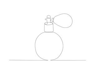 Continuous line drawing of perfume bottle. One line of perfume spray. Fragrance concept continuous line art. Editable outline.