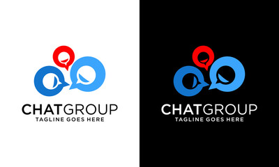 Creative Group Chat bubble with happy smile logo design