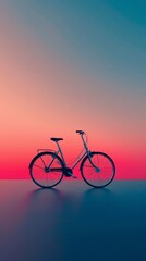 Fototapeta premium Minimalist bicycle against pastel sunset, solitude and peace concept.