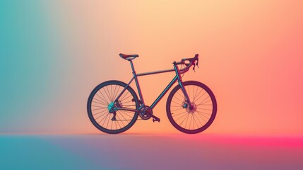 Naklejka premium Road bike against gradient background. Concept of speed, fitness, and vibrant lifestyle