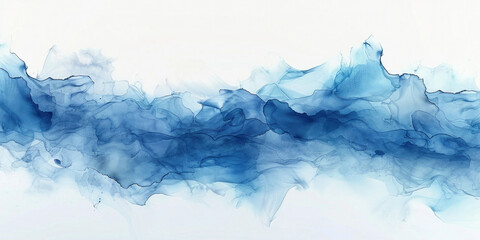 Blue Ink Splashes on White Background Creating Abstract Patterns and Textures for Design Inspiration and Creativity