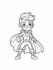 Fototapeta na wymiar hero coloring pages, fun activity, Superhero Adventures