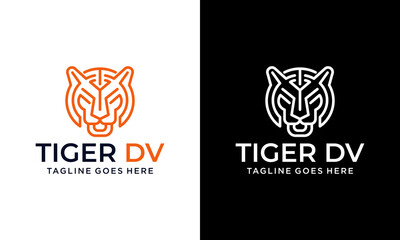Creative orange Linear Tiger Head Logo template