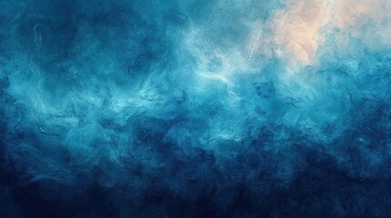 Blue and white abstract painting with an interesting fluid texture.