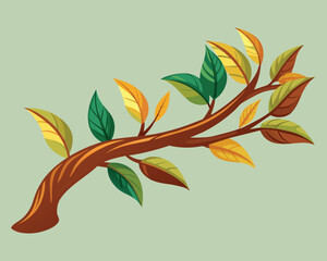 Branch with green leaves illustration vector