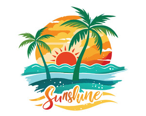 Fototapeta na wymiar T-shirt summer beach design sun sand background