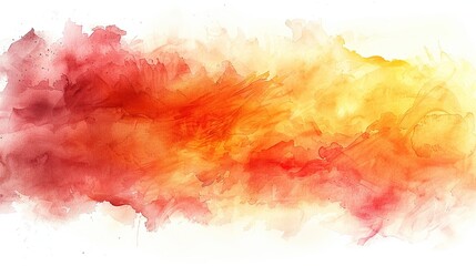 Abstract watercolor painting. Colorful brushstrokes. Red, orange, yellow and pink.