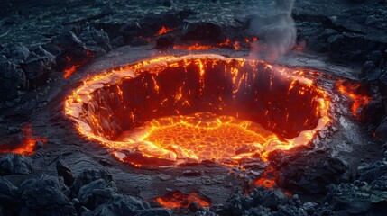 Massive Crater With Lava