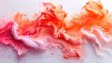 Abstract background with swirling red and yellow liquids, like blooming rose petals