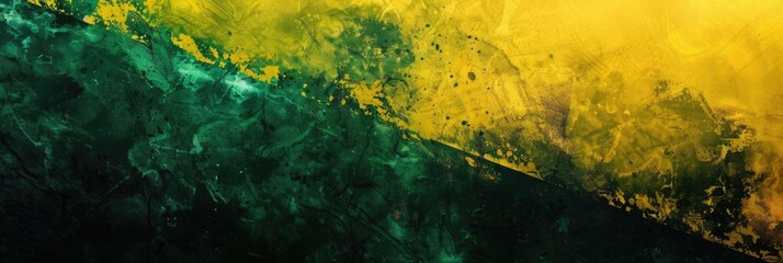 horizontal banner, Jamaica Independence Day celebration, flag of Jamaica, stone wall texture, paint strokes, copy space, free space for text