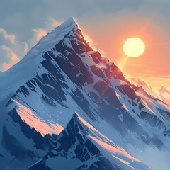 warmy afternoon on the snowy mountain