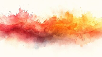 Abstract watercolor painting with bright red, orange and yellow colors.