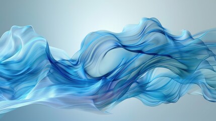 Blue and White Abstract Painting on Gray Background