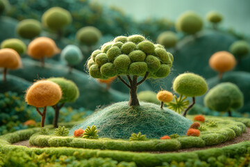Felt miniature forest
