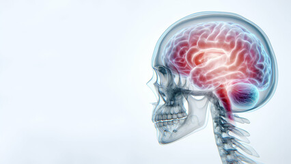 Medicine head pain medical brain headache blue anatomy red xray Generative AI