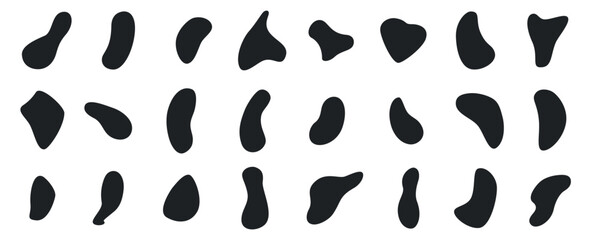 Abstract stain liquid shapes set. Vector stock illustration isolated on white background for design template business presentation, social media, marketing minimalist advertising, flyer, magazine.