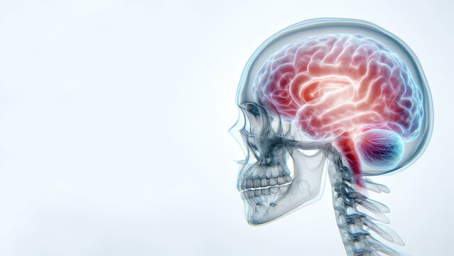 Medicine head pain medical brain headache blue anatomy red xray Generative AI