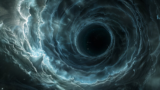 The black hole in the universe and the galaxy in outer space.