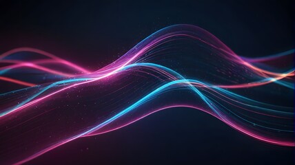 abstract futuristic background with pink blue glowing neon moving high speed wave lines and bokeh lights.