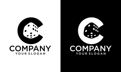 Fototapeta premium Creative Backspace Letter C Dice Logo, suitable for any business related to dice with C initials.