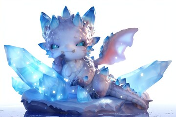 Cute ice dragon character
