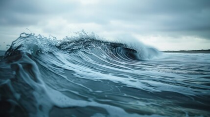 A Large Wave in the Ocean on a Cloudy Day