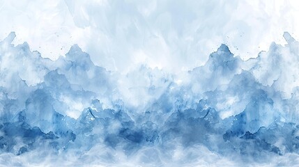 Blue watercolor mountain landscape. Abstract painting.