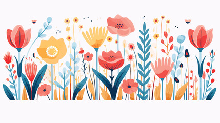 Naive spring flower border. Abstract floral banner