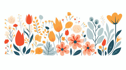 Naive spring flower border. Abstract floral banner