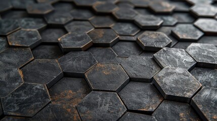 Close Up View of a Black Hexagonal Tile