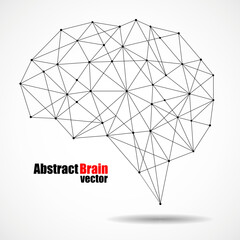 Abstract geometric brain with triangular polygons, network connections